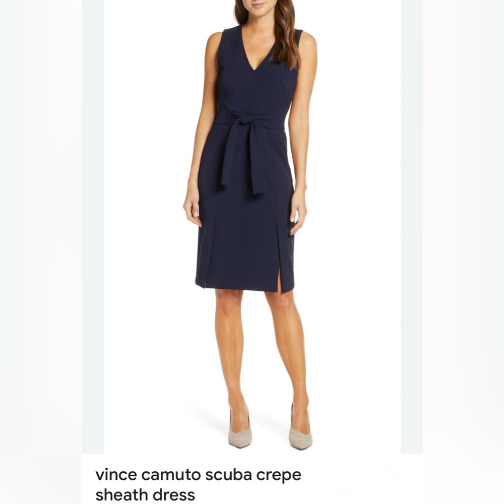 Vince Camuto Navy Scuba Crepe Sheath Dress in Size 2